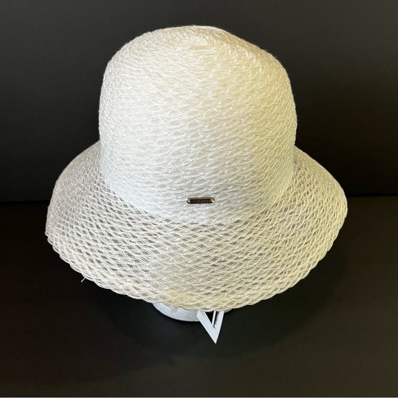 Nine West Womens Sun Hat White Wide Brim Boat Garden Golf Travel Straw Summer - Picture 3 of 6